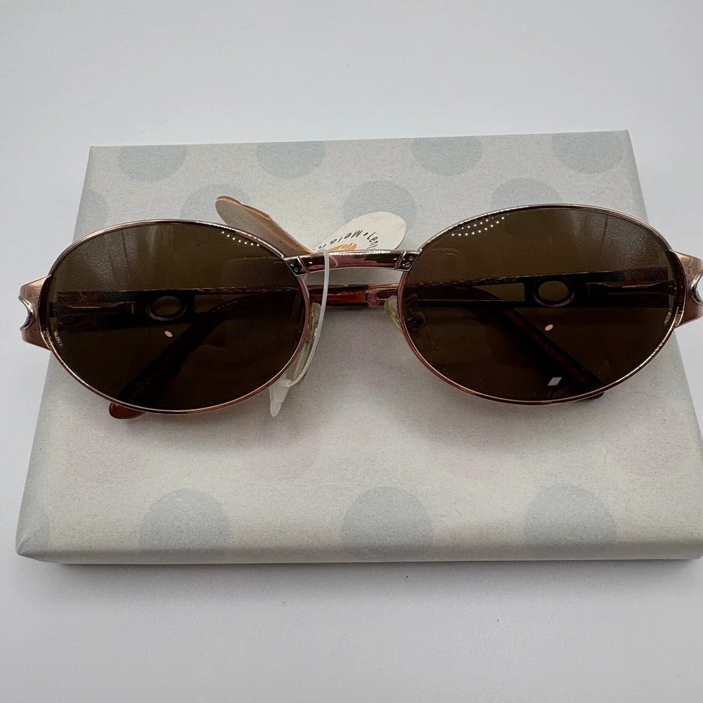 Charme Mod.7553 Brown and Rose Gold Italian Made Luxury Sunnies 80's Deadstock